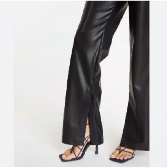 TANYA TAYLOR BLACK FAUX LEATHER ADLER PANTS. NWT. SIZE 18. - Picture 2 of 6